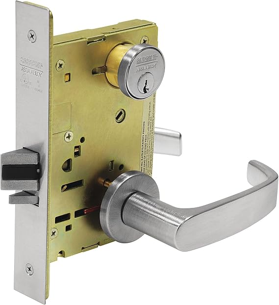 Sargent 8200 Series Satin Chrome Plated Classroom Mortise Lock with L Lever, LN Rose Trim (Pack of 1)