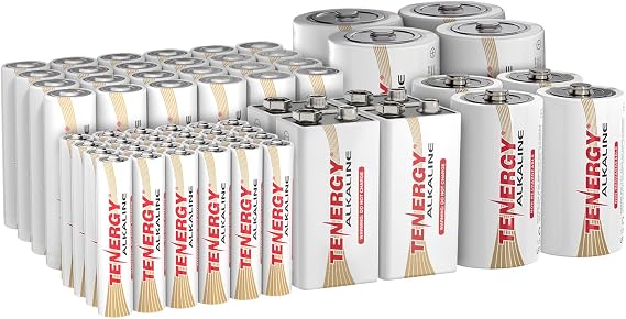 Tenergy 60 Pack Alkaline Batteries (24 AA, 24 AAA, 4 C, 4 D, 4 9V)