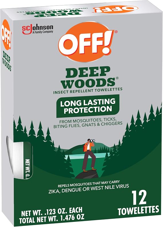 OFF! Deep Woods Insect Repellent Wipes, Unscented, 12 Count