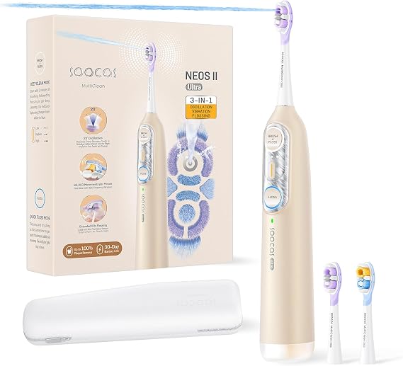 Soocas NEOS II Ultra Electric Toothbrush with Water Flosser, Champagne Gold