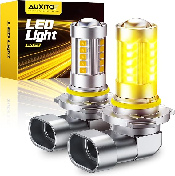 AUXITO 9006 LED Fog Light Bulbs, 3000K Amber Yellow, 1:1 Mini Size HB4 9006 Yellow LED Fog Light Bulbs, 360 Full Illumination(Pack of 2)