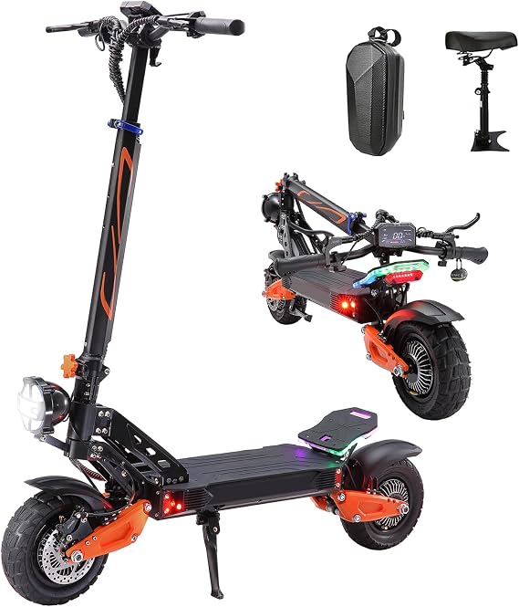 Electric Scooter for Adults,5000W Dual Drive,455MPH Max Speed,60V25.6AH Battery,55 Miles Travel Range, Foldable Kick Scooter,Off Road Tire Escooter with Seat