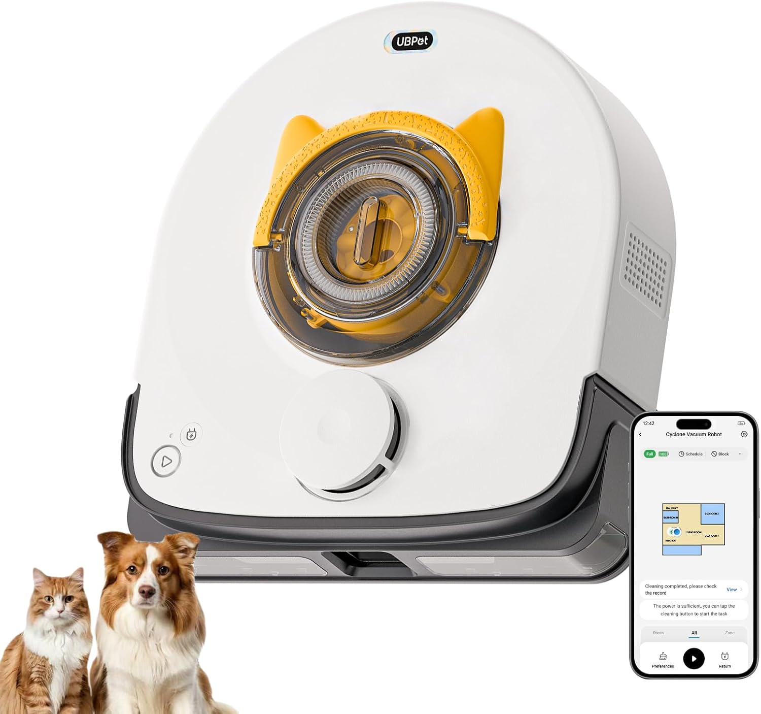 UBPET Robot Vacuum Cleaner for Pet Hair, Cyclone Robotic Vacuum Cleaner for Carpet, 22000 Pa Suction, LiDAR Navigation, Wi-FiApp Control, Tangle Free, Obstacle Avoidance, V10 Matt White