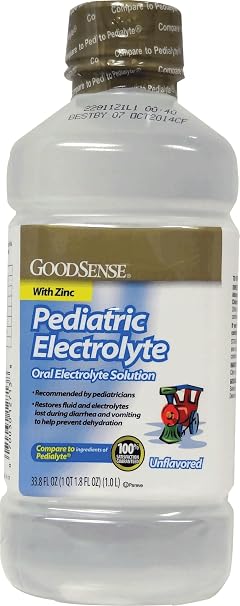 GoodSense Electrolyte Solution, Pediatric Oral Electrolyte Quickly Replenishes Fluids, Zinc, and Electrolytes Lost During Diarrhea and Vomiting, 1 Liter, Unflavored