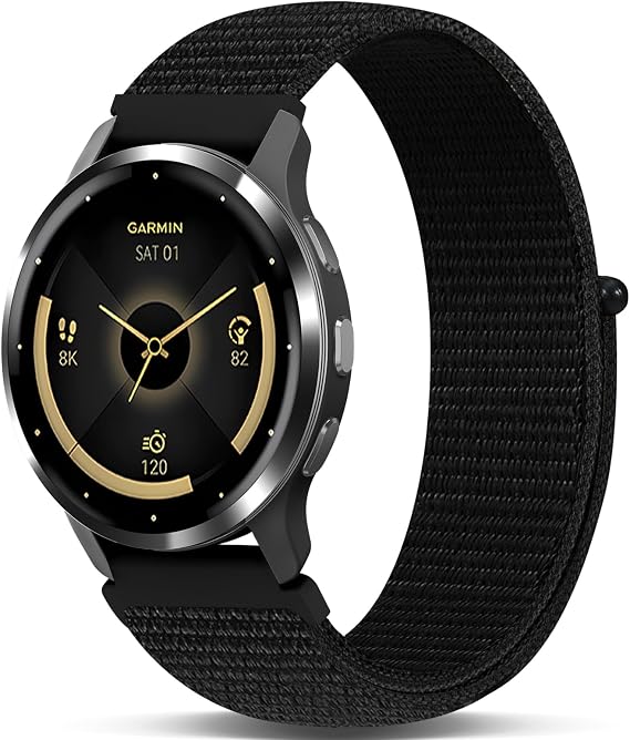 コアゾン 面ファスナーナイロン腕時計バンド Garmin Venu 3s/2s/Forerunner265s/255sに対応 18mm ソフト伸縮性 軽量 スポーツ 調節可能な交換用ストラップ Garmin Vivoactive 4S レディース メンズ