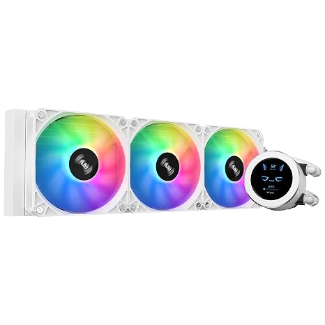 SAMA SM360 AIO Liquid CPU Cooler, 2.1" IPS LCD Display Screen, White