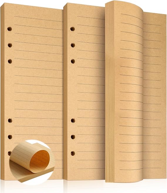 160 Sheets 320 Pages A5 Refill Paper Lined Ring Binder Inserts A5 Lined Paper 6 Holes Ring Binder Inserts for Notebook Planner Diary Organizer Travel Journal (208 x 142 mm)