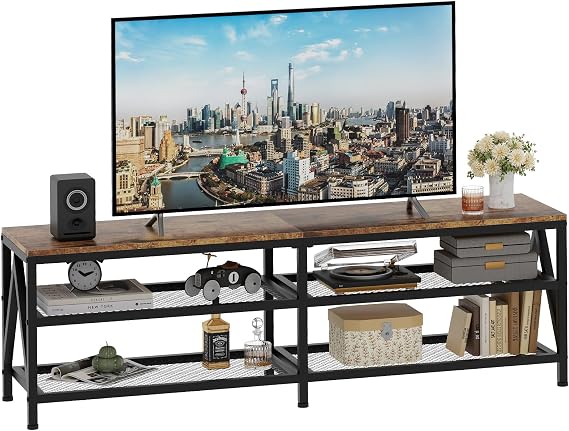 63" TV Stand for TVs up to 70 Inch with 3-Tier Storage Shelves