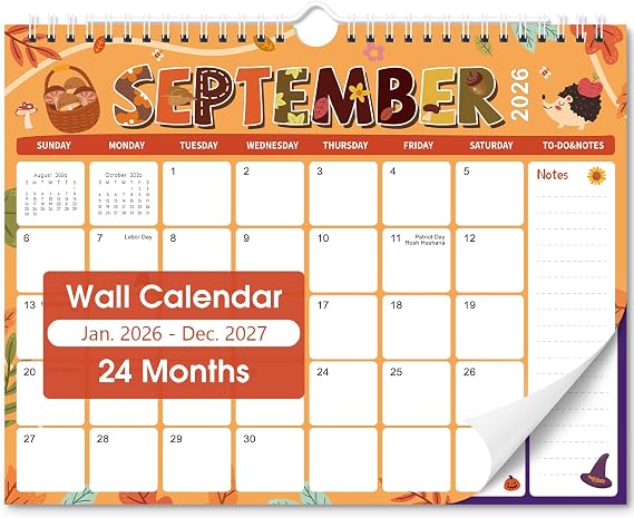 Wall Calendar 2026-2027, 24 Month Calendar from May 2026 to December 2027, 11" X 8.5", Monthly Calendar with Twin-Wire Binding, 2026 Calendar Perfect for Organizing at Home, Office & School