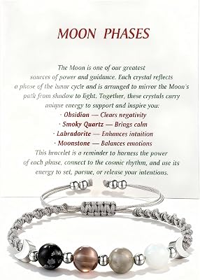 Moon Phase Crystal Healing Bracelet for Women Natural Moonstone Beaded Bracelets Meditation Relaxation Crystal Bracelet Friendship Jewelry Gifts