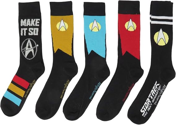 Hyp Star Trek The Next Generation Uniforms Crew Socks 5 Pair Pack