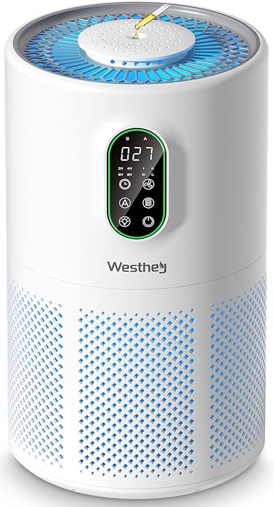 Air Purifiers for Home Large Room up to 1650 ft2, WESTHEY H13 True HEPA Air Purifier for Bedroom with Night Light, Air Quality Monitor, Fragrance Sponge, Air Cleaner for Wildfire Smoke Dander Dust