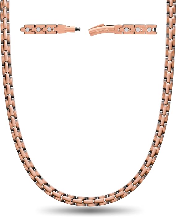 MagnetRX Copper Magnetic Necklace - Ultra Strength Magnetic Necklace for Men and Women - 99.9% Pure Copper Necklace with 55 Magnets (20 Inches)
