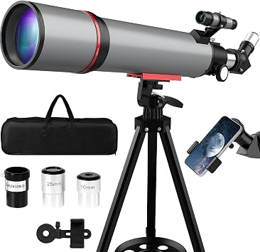 Telescope for Adults & Kids - 90mm Aperture 600mm Refractor High Powered Telescope for Beginners - Portable Astronomy Telescopes with Phone Adapter Tripod Carry Bag Gifts for Men