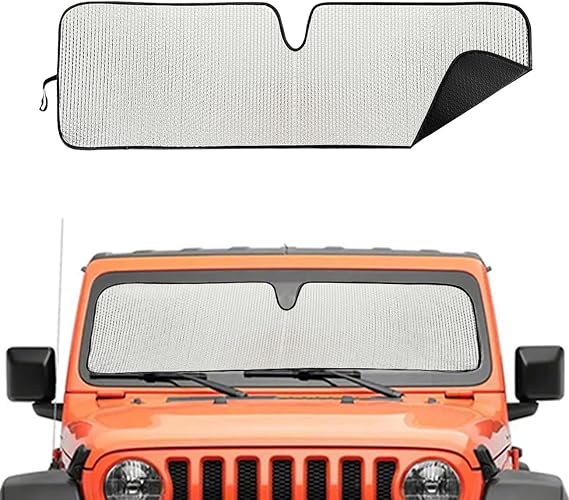 Windshield Sun Shade for Jeep,Windshield Sunshade for Wrangler TJ JK JL | Sun Shade Windshield Cover for Jeep Wrangler 1997-2026,UV Ray & Heat Block Windshield Shades