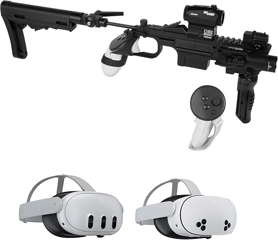 VR Gun Stock Quest 3&Meta Quest 3S,Adjustable & Foldable Design,Rapid REL0AD System,Real-Time Crosshair,Nylon Aluminum Construction-Left-Hand