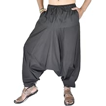 Whitewhale Men's Cotton Solid Harem Pants Yoga Trousers Hippie