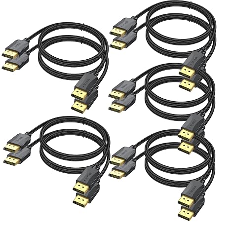 4K DisplayPort Cable 10-Pack, 6 Feet, 4K@60Hz Thin DP to DP Cord, Braided | 4K@60Hz, 2K@165Hz/144Hz/120Hz, Display Port to Display Port Cable for Computer, Laptop, Docking Station,Game Monitor and More