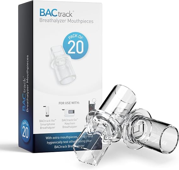 BACtrack Go & Keychain Breathalyzer Mouthpieces | 20ct | Individually Wrapped | Food-Grade | BAC Alcohol Tester Replacement Tips