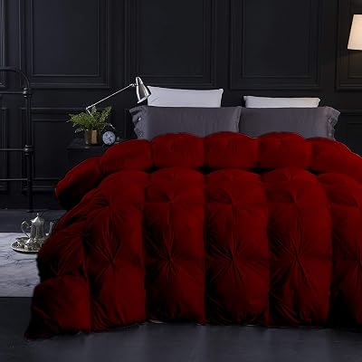 Ultra-Soft 1600-TC Pinch Pleated Down Comforter Full Size 82 x 86 Inches 1-Piece All-Season Duvet Insert, 850 GSM Micro Fill with All Side Corner Tabs 100% Egyptian Cotton