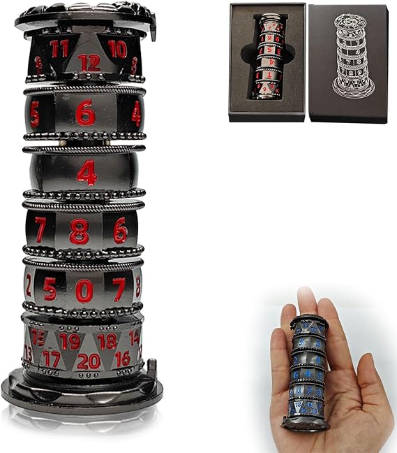 Dragonstone Keep Roulette Dice Spinner for DND Dice Set, Dragon Metallic D&D Dice with Gift Case for DND Game, RPG Role Playing Table Game Gifts (Black-red)