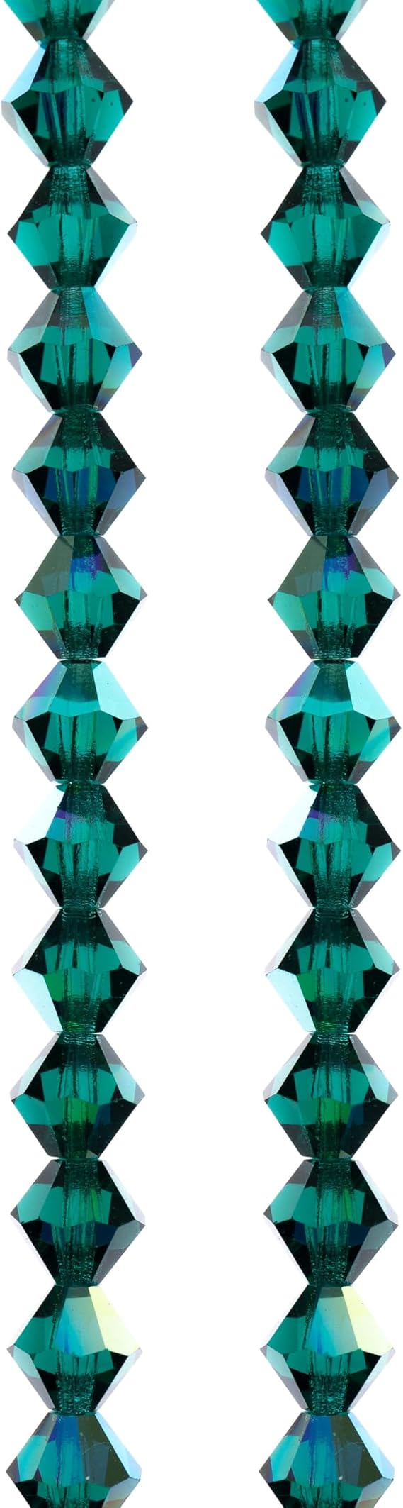 Bead Landing 6mm Preciosa Emerald AB Glass Crystal Bicone Beads - Faceted Czech Glass Beads for DIY Jewelry Making, 12 Pack