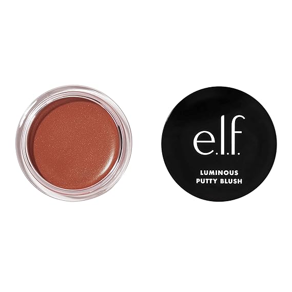 e.l.f. Luminous Putty Blush, Putty-to-Powder, Buildable Blush With A Subtle Shimmer Finish, Highly Pigmented & Creamy, Vegan & Cruelty-Free, Barbados
