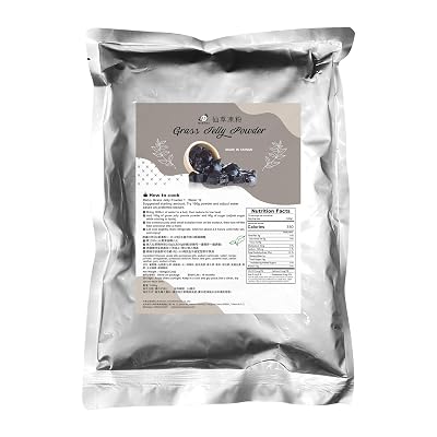 12 times Grass Jelly Pre-mix Powder for Bubble Tea, Herbal Jelly Prepared Mix Powder for Shaved Ice, Jellies Pre-mixed Powder for Ice Cream-1KG35.2oz