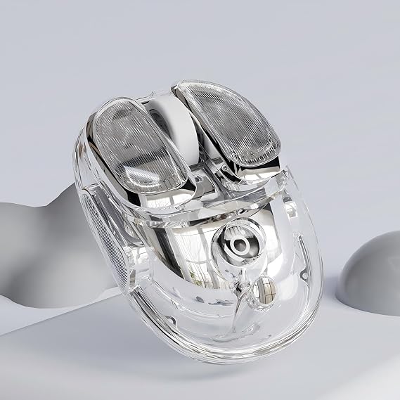 SEUNKWANG Q9 Transparent Wireless Mouse with RGB Lighting, Compact Multi-Device Bluetooth & 2.4G Computer Mouse, Rechargeable, Quiet Clicks, 4800 DPI Cute Mice for Laptop, PC, Mac, iPad - Silver