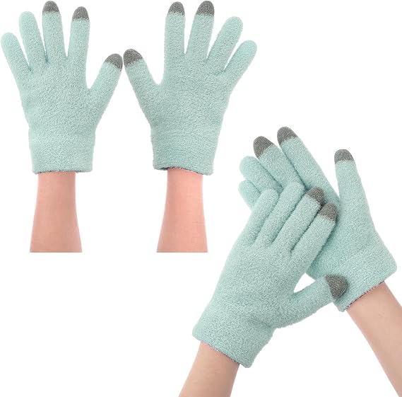 SPA Gloves for Dry Hands Overnight Moisturizing Gloves with Good Lining, Touch Screen Moisturizing Gloves for Women & Men Reusable Cotton Gloves for Eczema for Sleeping (Green)