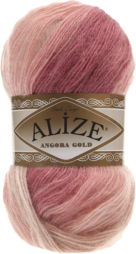 20% Wool 80% Acrylic Soft Yarn Alize Angora Gold Batik Thread Crochet Lace Hand Knitting Turkish Yarn Lot of 4skn 400gr 2408yds Color Gradient (5652)