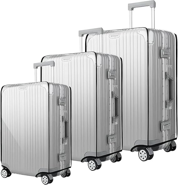 DAWRIS 3Pcs Clear Suitcase Covers 20+24+28 Inch PVC Luggage Covers for Suitcases Waterproof Suitcase Protector Away from Scratch Dyeing Transparent Luggage Protector for Business Trip Daily Using