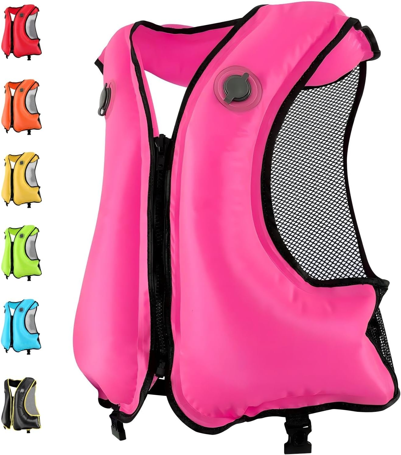 Dual-Chamber Inflatable Buoyancy Jacket Adjustable Flotation Aid for Adults High Visibility Design for Swimming Fishing Water Activities