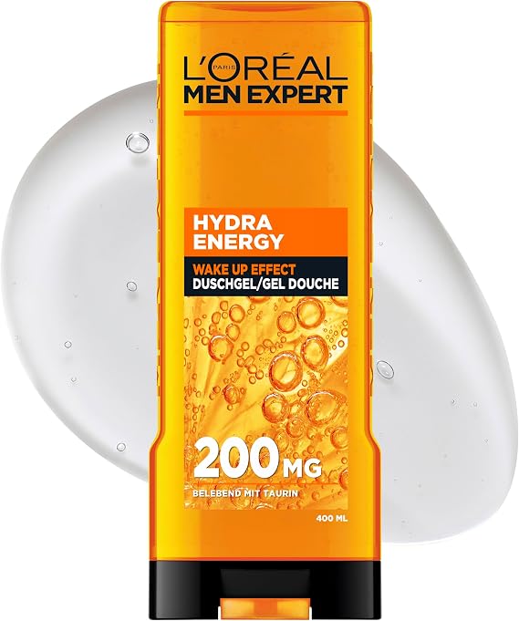 L'Oréal Paris Men Expert XXL Shower Gel and Shampoo for Men for Cleaning Body, Hair and Face, Men's Shower Bath with Taurine, Hydra Energy, 1 x 400 ml