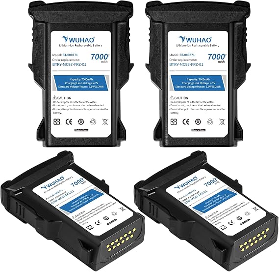 4-Pack for Zebra MC9300 Battery BT-000370 BT-000371 for Zebra MC93 MC930 | Upgraded 7000mAh for Zebra MC9300 MC930B MC930P MC93N0-G Scanner Battery BTRY-MC93-FRZ-01 BTRY-MC93-STN-01