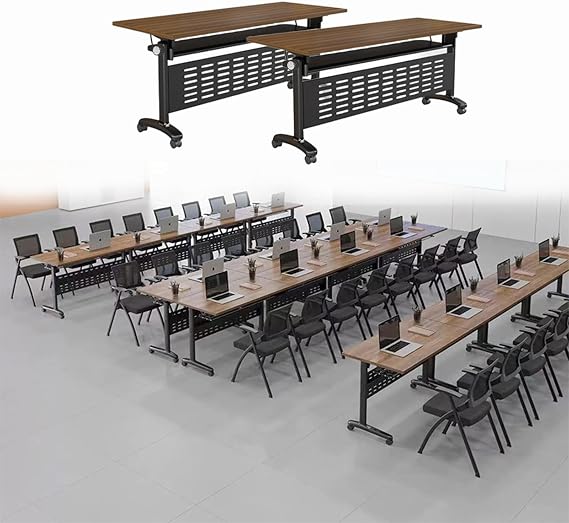 Multi-Function Folding Conference Table, Compact Meeting Table with Lightweight Portable Design - for Conference Rooms, Classrooms, Training Rooms, Saves Space When Folded