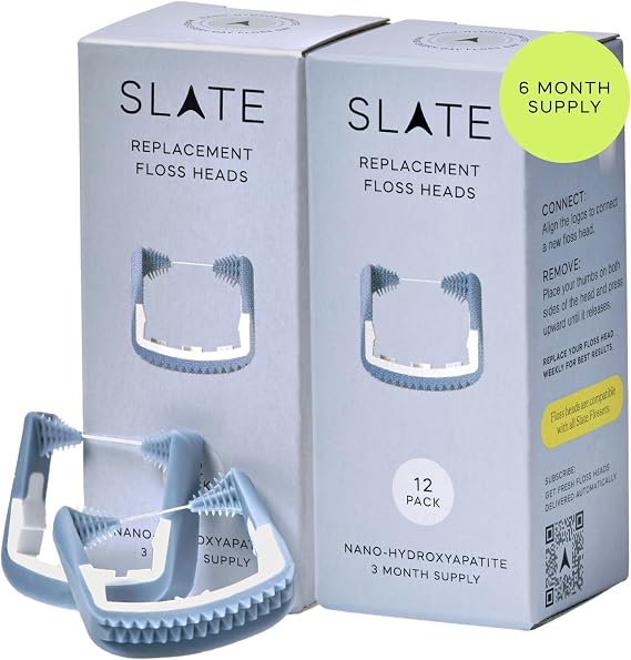 Slate Flosser Refills, Blue nHa PFAS-Free Floss Heads, 6 Month Supply