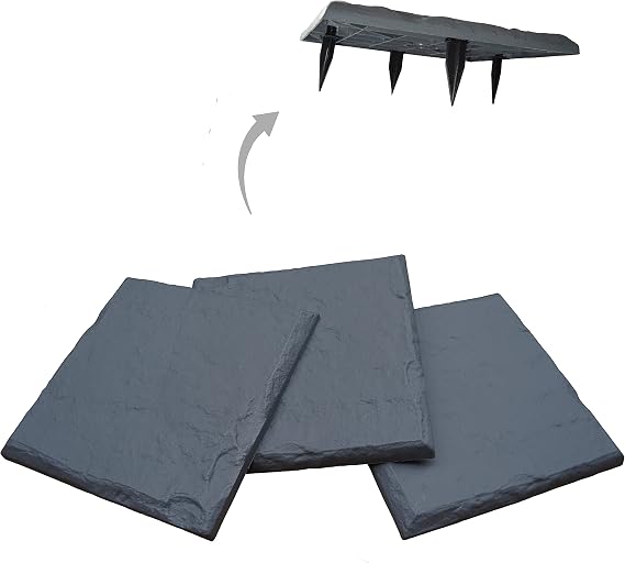 Gardien 15.5 Decorative Stepping Stones that Stake Into The Ground - Decorative Walkway for Outdoor Pathway, Lawn, Yard, Home, or Garden Pathway Pavers - Polyresin Material (4, Slate Grey)