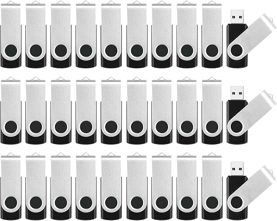Bulk Flash Drives - 4GB Thumb Drives 10 Pack Black and 2GB USB Flash Drive 20 Pack Black, USB 2.0 Thumb Drive Pendrive Zip Drive Jump Drives Multipack for Data Storage, Photo Transfer and Backup