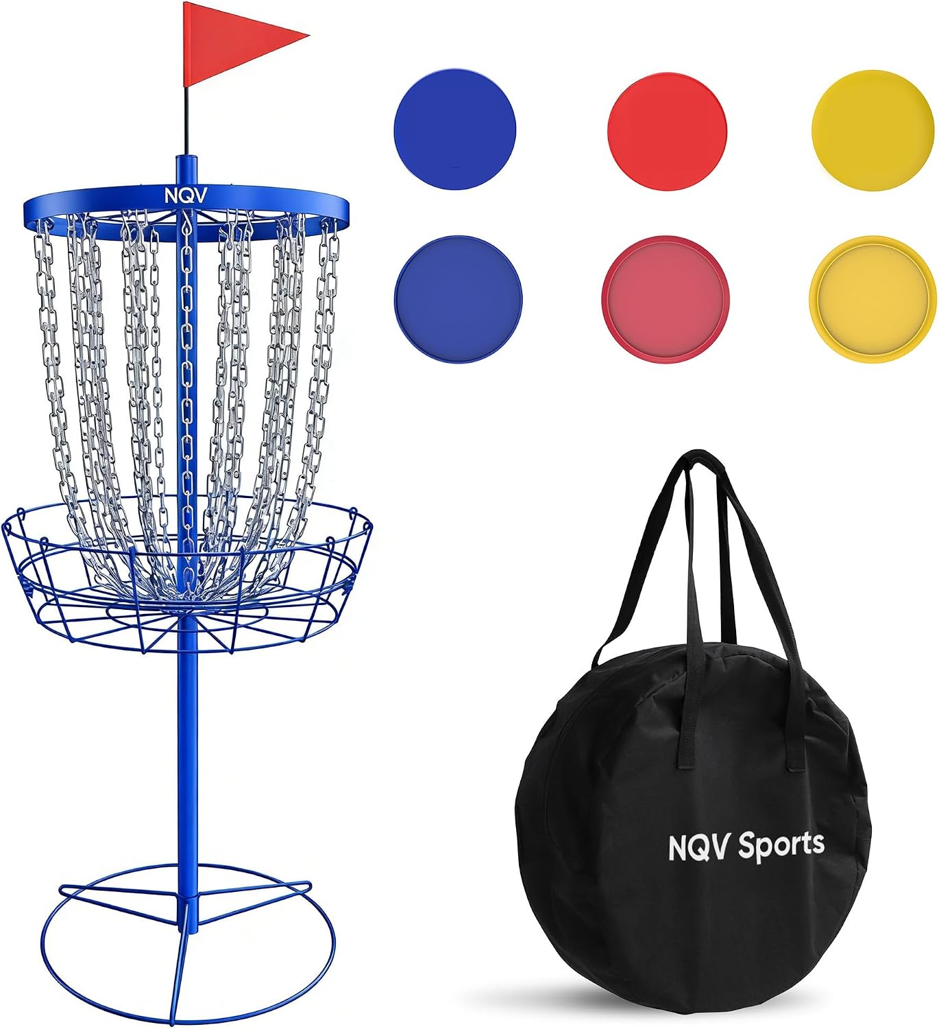 Disc Golf Basket,Heavy Duty 24 Chain Portable Target with 6pcs Disc Golf Discs and Transit Bag