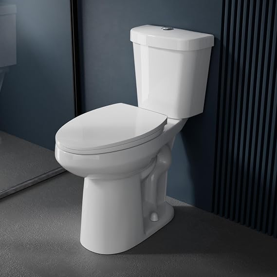 Miuara Elongated Extra Tall Toilet 21 Inch for Seniors Two Piece White