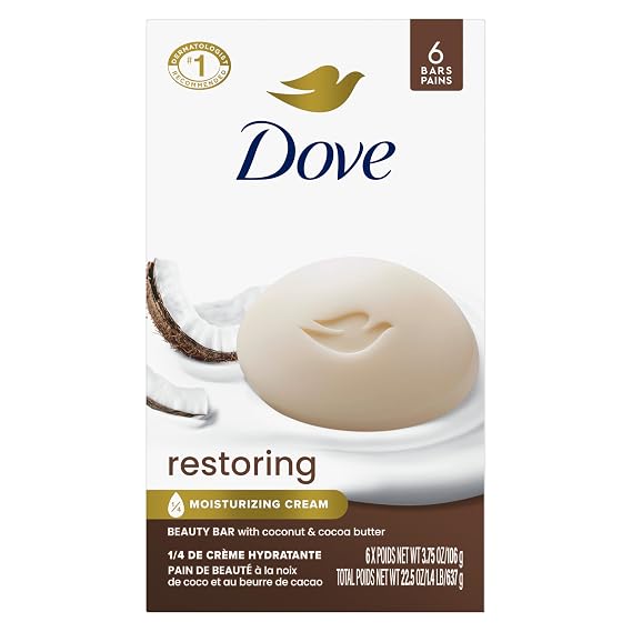 Dove Beauty Bar Soap Restoring Coconut & Cocoa Butter 6 Count 3.75 oz