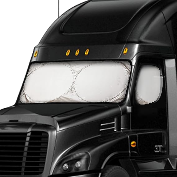 EcoNour Windshield Sun Shade for Semi Truck Windshield | Large Coverage Foldable Front Window Sunshade | Heavy Duty UV & Heat Reflective Sun Visor