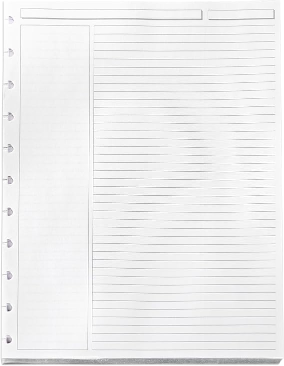 Levenger Circa Luxe Annotation Ruled Discbound Paper Refill, Gilded Edge Disc Notebook and Planner Inserts, 100 sheets, Silver, Letter