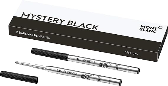 MONTBLANC Ballpoint Pen Refills (M) Mystery Black 116190 Refill Cartridges with a Medium Tip for MONTBLANC Ball Pens 2 x Black Ballpoint Refills