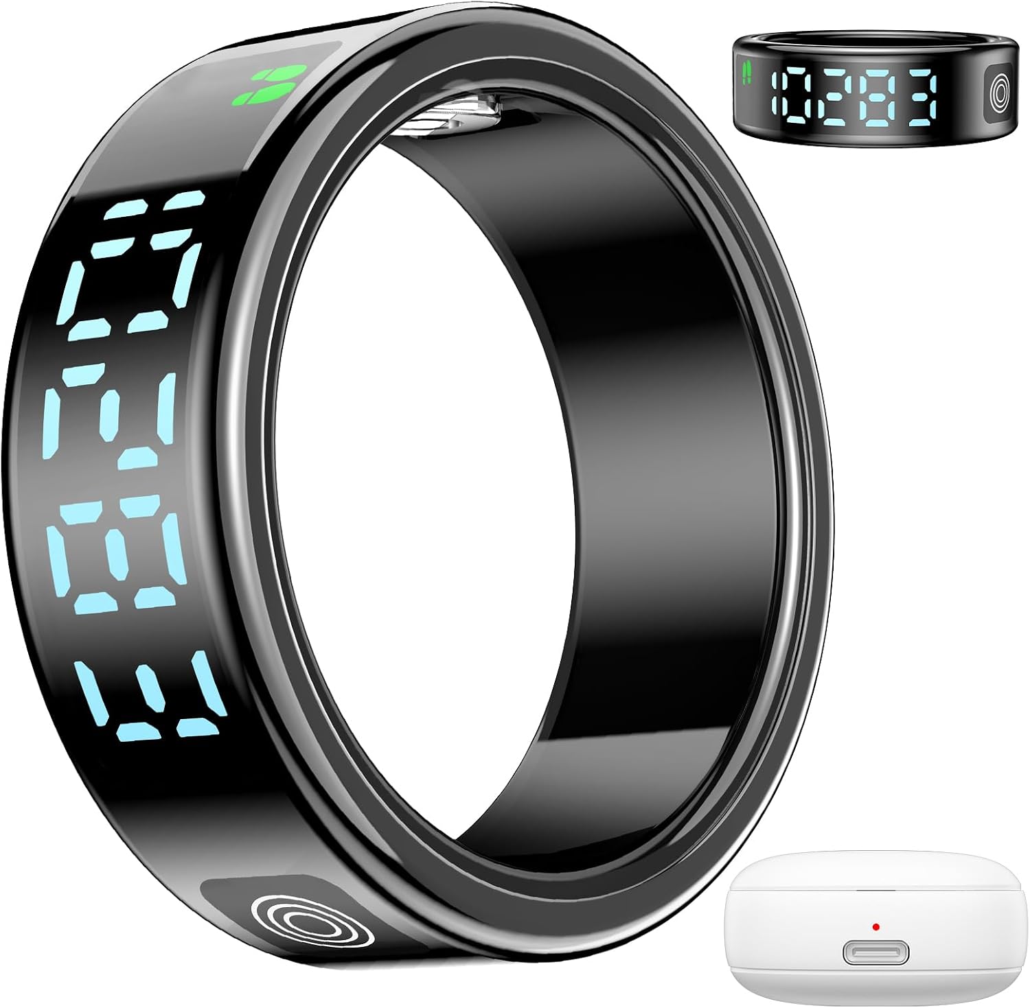 2025 Health Tracker Smart Ring for Men and Women, Sleep Tracker, Exercise Health, Heart Rate, Blood oxygen monitor. LED display, IP68 Waterproof.No subscription fee.for iOS & Android（Black 10