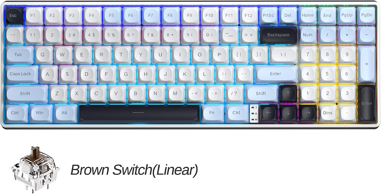 Aula S100 Pro Brown Switch How Swap RGB Mekanik Klavye Bluetooth Kablolu Kablosuz Bağlantı Buz Mavisi