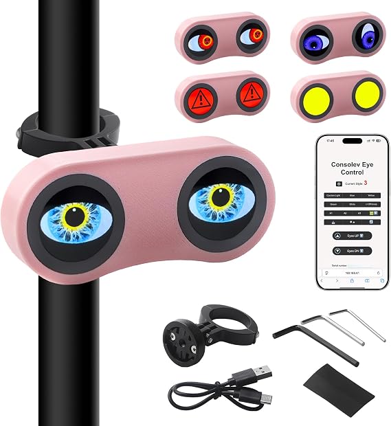 Demon Eyes Bike Tail Light APP Control Programmable Rear Bike Light, Multi-Mode Animation Display, USB Rechargeable LED Smart Devil Eye Bicycle Taillights for Night Riding