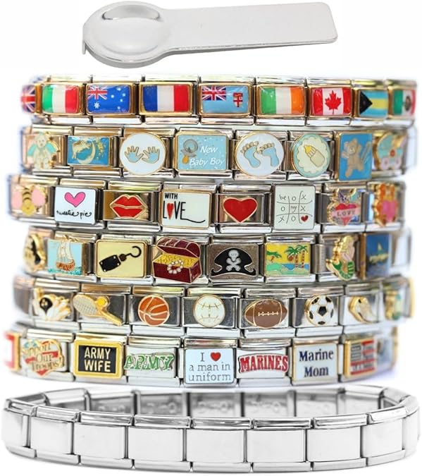 NewCharms 130 Assorted Italian Charms - Create Custom 9mm Charm Bracelets - Stainless Steel