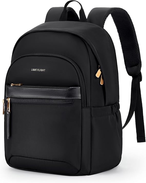 LIGHT FLIGHT Travel Backpack for Women, 15.6 Inch Laptop Backpack, Black
